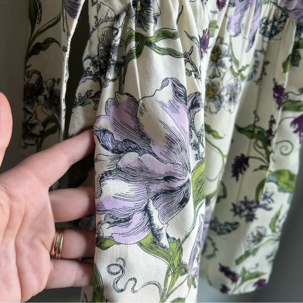 Tea Collection Green & Purple Floral Kid’s Dress - Size 6 - Picture 7 of 12